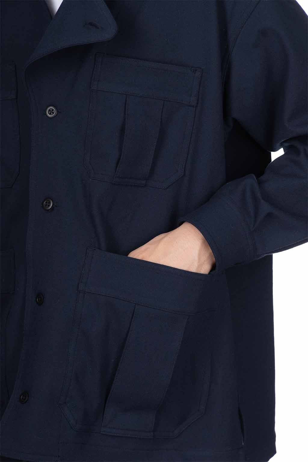 ts(s) - THERMOLITE Stretch Cloth Military Shirt Jacket-Navy